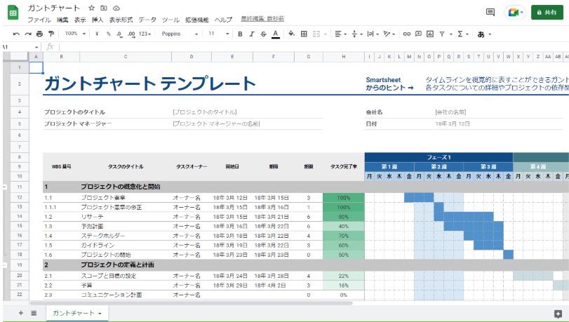 スプレッドシートでプロジェクト管理を行う方法 テンプレートや作成方法を紹介 Timecrowd Blog